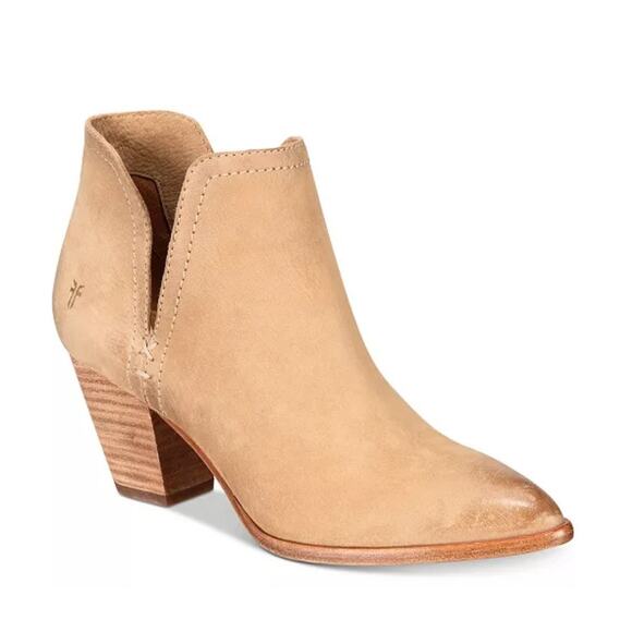 Frye Womens Jennifer Cutout Bootie Heeled Tan Leather Pointed Toe Slip On Sz 9.5 - Picture 14 of 14